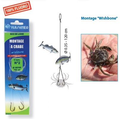 Bas De Ligne Montage Crabe Wishbone Flashmer 100 Fluorocarbone