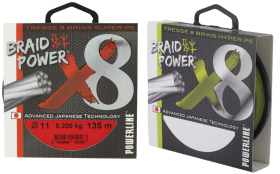 braidpower x8 8 brins powerline rouge et verte